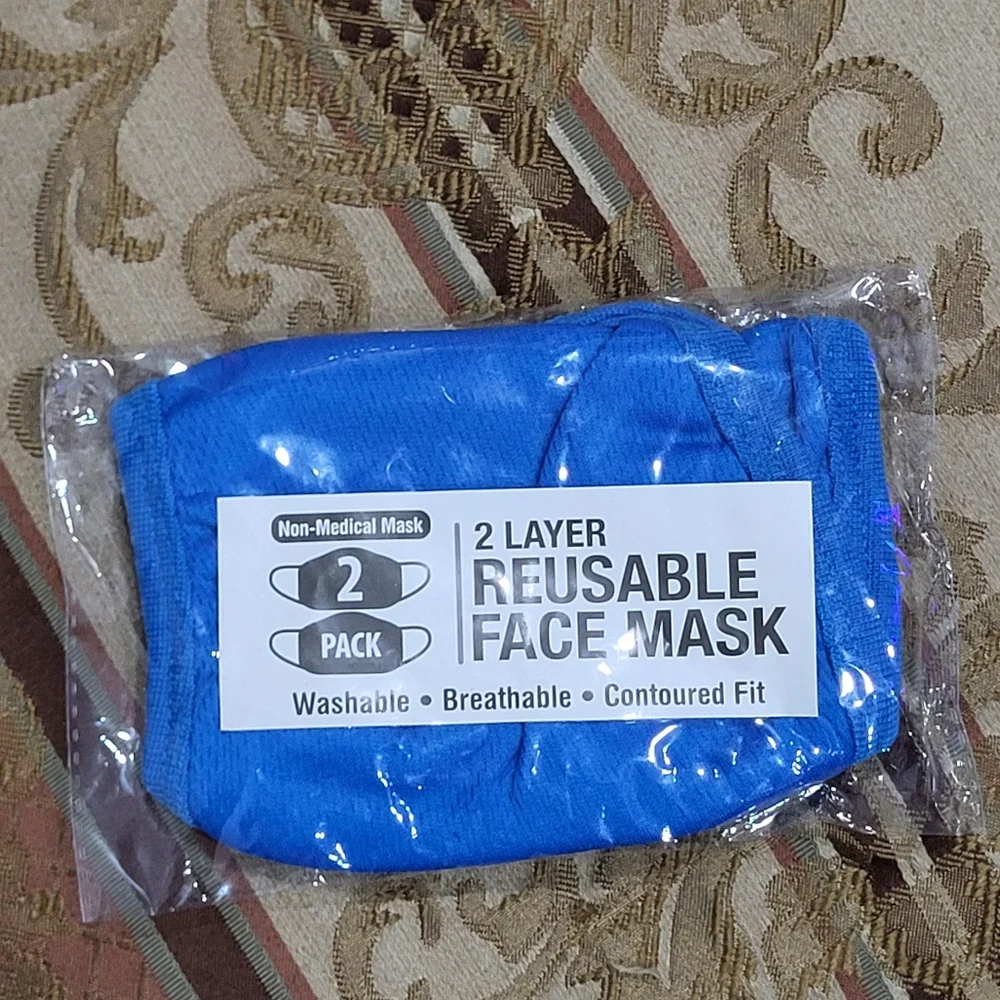 2 Layer Reusable Non-medical Face Mask (2 Pack) Blue